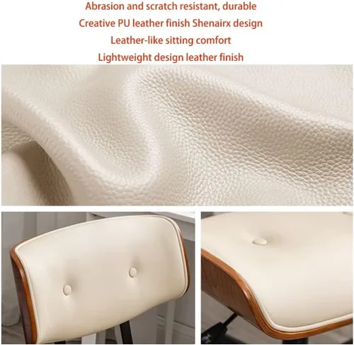 Vista 4 de Silla de oficina en casa con ruedas, silla de oficina cómoda y suave, sin brazos, silla de oficina tapizada, silla de computadora giratoria moderna