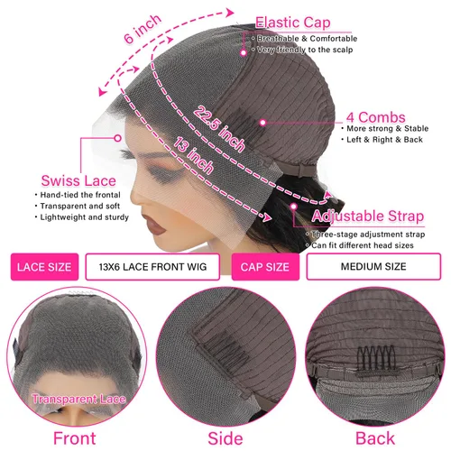 Vista 2 de Pelucas de Encaje Frontal Highlight Body Wave de Cabello Humano 1B/27 Sin Pegamento Densidad 180% 13x6 Peluca Sin Pegamento de Encaje Frontal