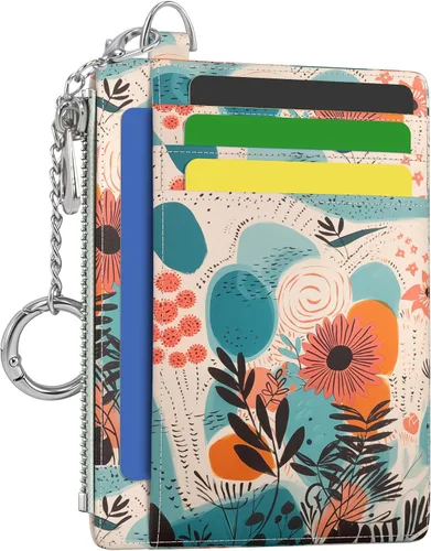 Vista 12 de Hancynir Cartera delgada para mujer con soporte para tarjetas de crédito RFID, pequeña mini funda para tarjetas con bolsillo frontal de PU, cartera