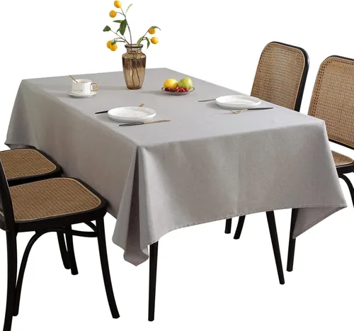 Vista 7 de Jeloris Mantel rectangular de lino de algodón, impermeable y a prueba de derrames, estilo nórdico, suave y resistente a las arrugas, mantel de tela