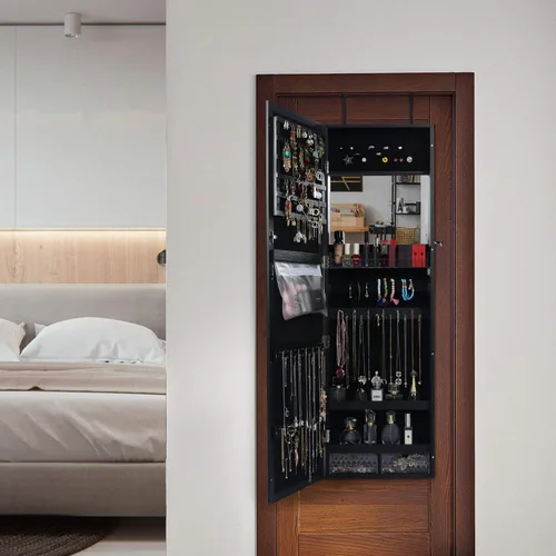 Vista 6 de Lavievert Jewelry Armoire - Armario de joyería con cerradura de 47.2 pulgadas de alto, organizador de exhibición de joyas montado en la paredpuerta