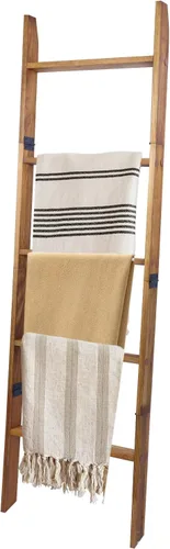 Vista 16 de Escalera para mantas, soporte de edredón de madera de 5 niveles, natural