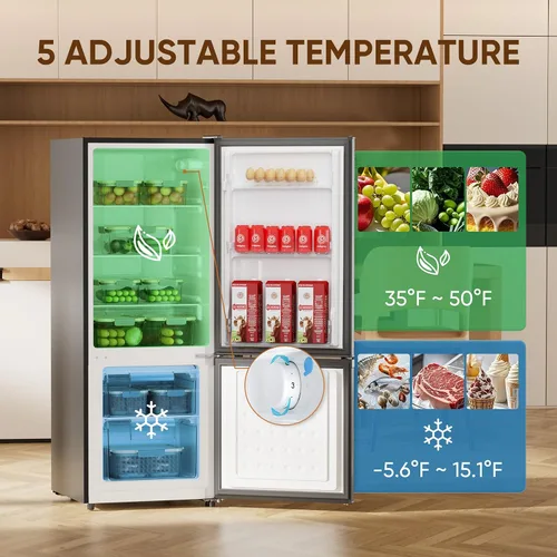 Vista 4 de Upstreman - Refrigerador de 7.1 pies cúbicos con congelador inferior, refrigerador para apartamento con congelador, energéticamente eficiente