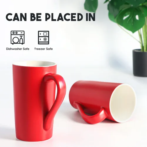 Vista 4 de harebe Tazas de café grandes de 20 onzas, taza de cerámica suave para pareja para oficina y hogar, hombres, papá, gran capacidad con tazas de asa
