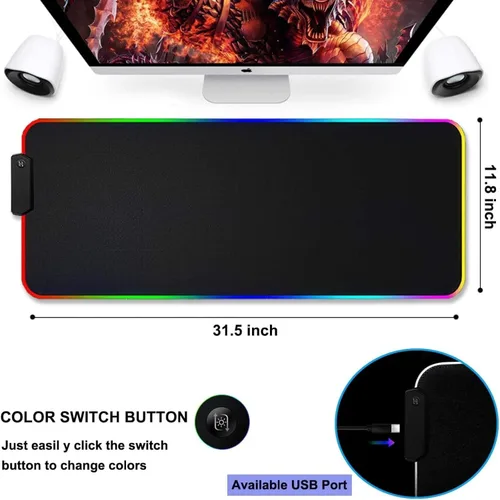 Vista 2 de Alfombrilla de mouse para juegos de anime, Spy Girl Gamer XXL, grande RGB, accesorios de escritorio para juegos de niñas, alfombrilla de teclado