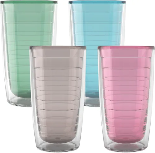 Vista 27 de Tervis Vaso aislado de mesa transparente y colorido fabricado en Estados Unidos con doble pared, taza de viaje que mantiene las bebidas frías