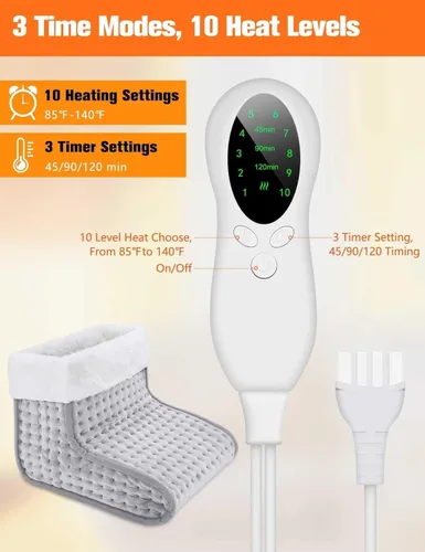 Vista 3 de CYFIE Calentadores de pies, calentador de pies debajo del escritorio para mujeres y hombres, almohadilla térmica eléctrica, calefacción de 10