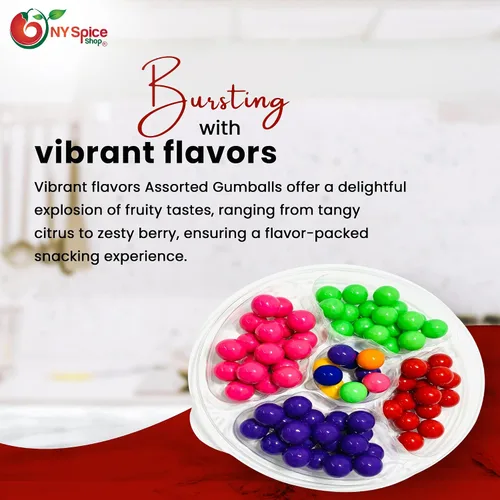 Vista 4 de NY Spice Shop Bandeja surtida de chicles – Bandeja de chicles afrutados de 2 libras – Gumballs para bufé de dulces – Bolas de chicle jugosas