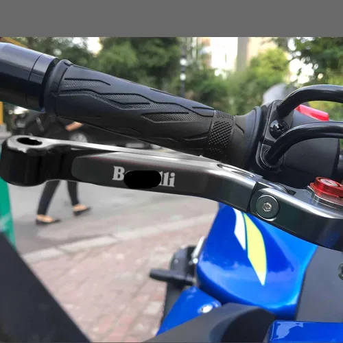 Vista 4 de NIKKHO Palanca de embrague de freno TRK502 motocicleta CNC ajustable extensible manillar palanca de embrague de freno plegable para Be&Nelli Jinpeng