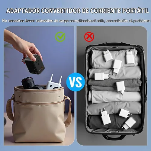 Vista 7 de Convertidor de voltaje de 220 V a 110 V de EE. UU. a Europa, adaptador de viaje convertidor de enchufe para Europa con 20 W PD y 2USB-A y 2USB-C