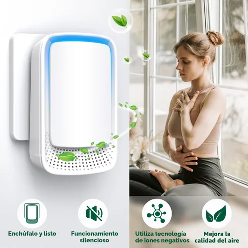 Vista 2 de Ionizadores de aire para el hogar (paquete de 3), generador de iones negativos, ambientador silencioso para dormitorio, oficina, cocina, filtro