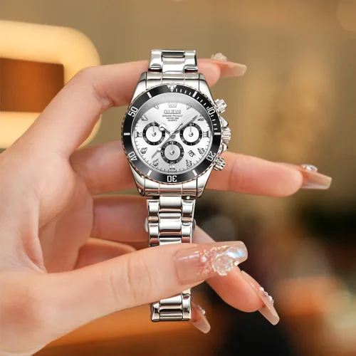 Vista 3 de OLEVS - Reloj de mujer de moda, reloj de vestir con diamantes, para mujer, analógico, de cuarzo, acero inoxidable, impermeable, luminoso, con fecha