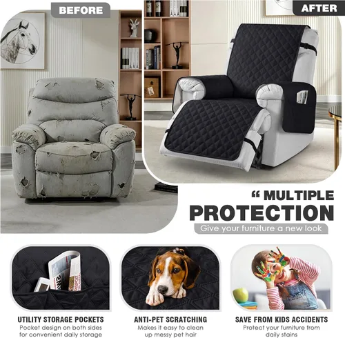 Vista 4 de TAOCOCO - Funda antideslizante para silla reclinable, funda para sofá, funda para silla reclinable pequeña con correas elásticas, protector