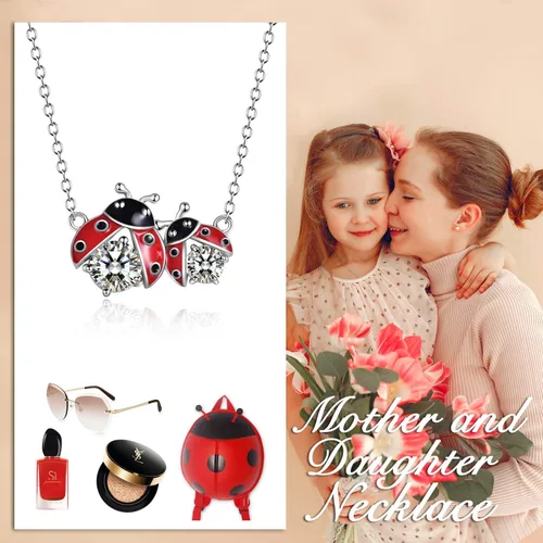 Vista 6 de POPLYKE Collar de rana, zorro, mariquitamariposa, joyería para mujer, plata de ley, regalos para el día de la madre, para mamá, hija, esposa