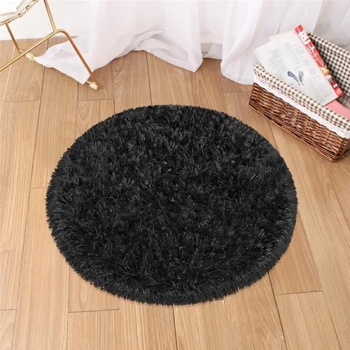 Vista 22 de Alfombra circular pequeña para dormitorio, 2 x 2 pies, color azul, para decoración de habitación de niños, redonda esponjosa para guardería