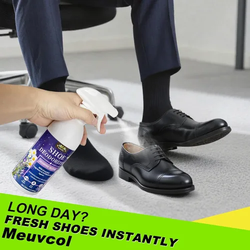 Vista 5 de Spray desodorante para zapatos, potente eliminación de olores de 17.6 onzas líquidas para zapatos, tenis, botas, tacos y cuero, aerosol de larga
