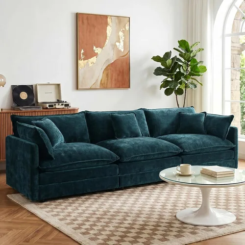Vista 34 de GNIXUU Sofá modular de 76 pulgadas, sofá biplaza beige de 2 plazas, cómodos asientos de felpilla de 25 pulgadas de profundidad con 2 almohadas
