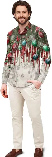 Vista 28 de Camisas polinesias para hombre con patrones de hojas tropicales polinesias, camisa hawaiana de manga larga para hombre, ropa de vacaciones de otoño