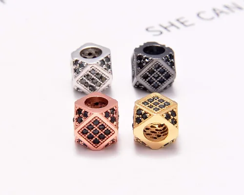Vista 6 de AD Beads Pulsera de cuentas de zircón con tachuelas de strass