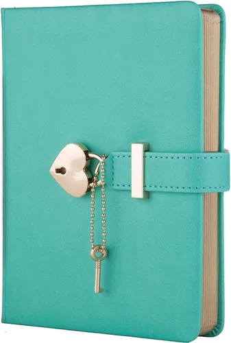 Vista 7 de Diario con cerradura en forma de corazón con llave, cubierta de cuero sintético, organizador personal, cuaderno secreto para niñas y mujeres