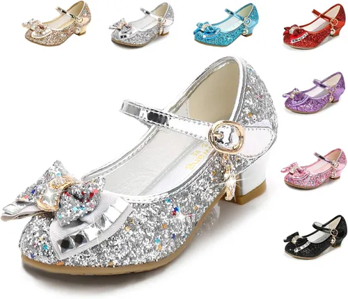 Vista 3 de Cadidi Dinos Zapatos de vestir para niñas con tacón de fiesta de boda Mary Jane Princess Flower Shoes (bebéniño pequeñoniño grande)
