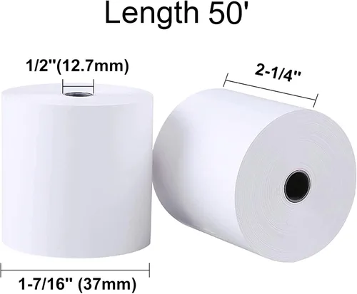 Vista 2 de LabelMore - Rollos de papel térmico de 2 1/4 pulgadas x 50 pies, rollos de papel térmico para tarjetas de crédito, rollo de caja registradora, papel