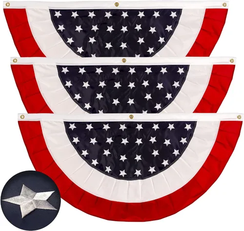 Vista 8 de G128 Bandera de abanico plisada de Estados Unidos, estrella de 1.5 x 1.5 pies, círculo central, decoración patriótica del 4 de julio, estrellas