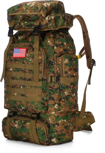 Vista 10 de Mochila de senderismo de 70 l para hombres impermeable militar camping mochila viaje mochila Verde Armada (ArmyGreen)