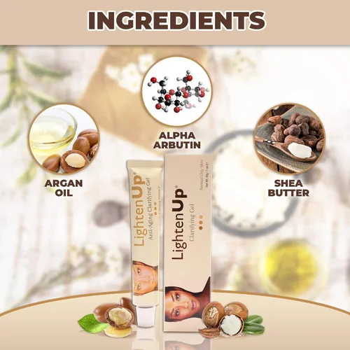 Vista 2 de Lighten-Up - Gel iluminador antienvejecimiento para la piel, 1 onza líquida, crema antienvejecimiento, con alfa arbutina, aceite de argán, vitamina C