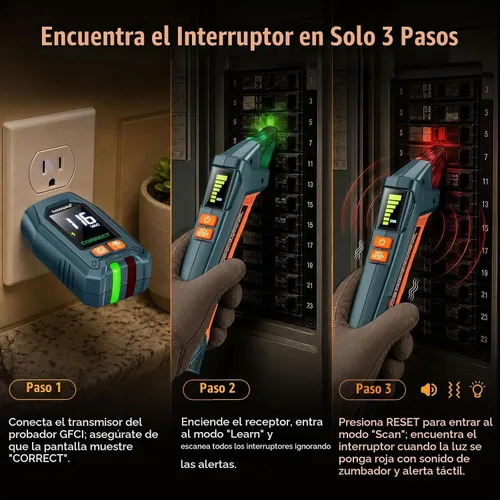Vista 5 de Goldeep Circuit Breaker Finder, GFCI Outlet Tester with Digital LCD Display Vitality Orange