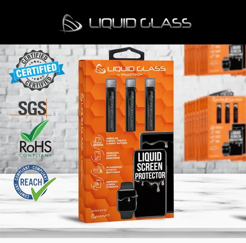 Vista 2 de ProofTech Protector de Pantalla de Vidrio Líquido para Hasta 12 Dispositivos Ajuste Universal para Todos los Smartphones, Tabletas y Relojes