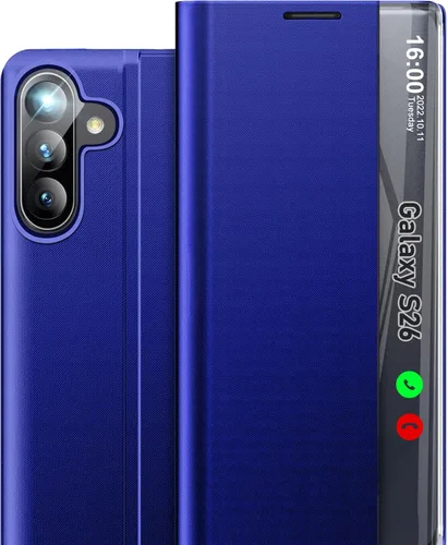 Vista 99 de Funda de teléfono para Samsung Galaxy A16 5G, Clear View Window Funda delgada de lujo para teléfono Galaxy A16 con soporte, funda protectora