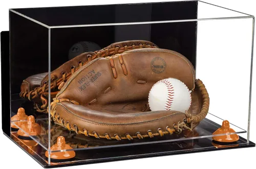 Vista 165 de Better Display Cases Vitrina de guantes de béisbol de acrílico transparente con elevadores negros (A011/V16)