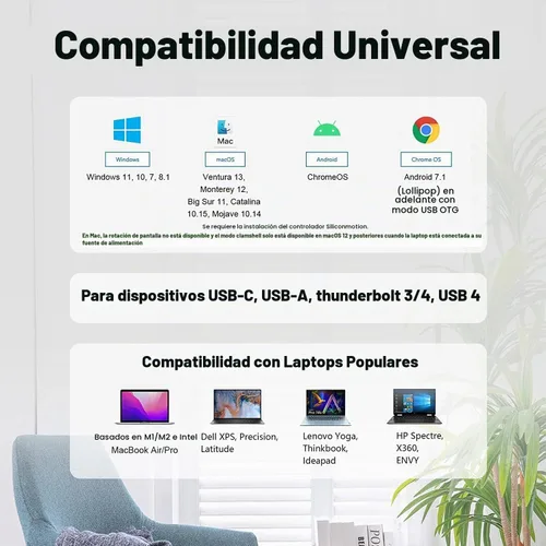 Vista 5 de WAVLINK Adaptador USB 3.0 o USB C a HDMI dual, divisor HDMI con pantalla extendida para monitores duales, compatible con 3 pantallas separadas