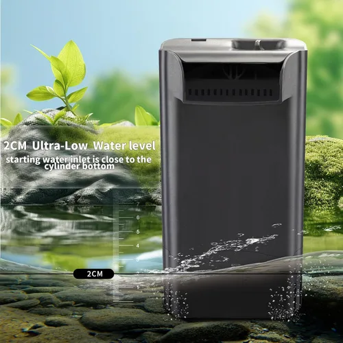 Vista 4 de Filtro de tanque de tortuga mejorado, filtros internos ajustables para acuario, filtro de cascada de reptiles silencioso, biofiltración de 3 etapas