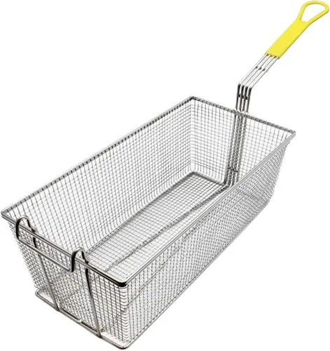 Vista 6 de TrueCraftware -Cesta rectangular de 12-1/8 x 6-1/4 x 5-1/4 pulgadas con gancho, hierro chapado en níquel resistente con mango recubierto de naranja