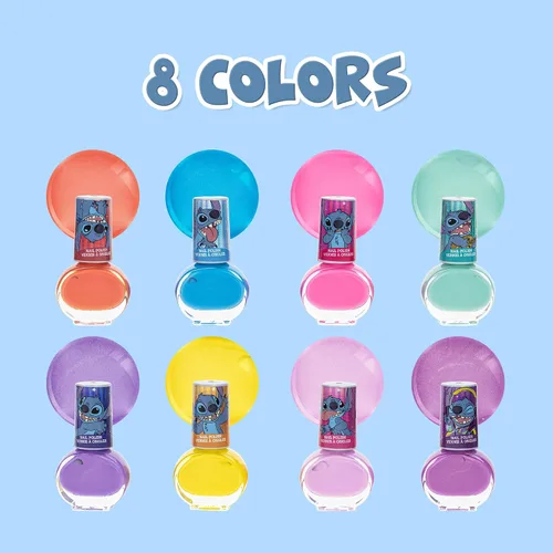 Vista 4 de Disney Stitch - Esmalte de uñas no tóxico, a base de agua, seguro, de secado rápido, juego de regalo para niños y adolescentes, colores brillantes