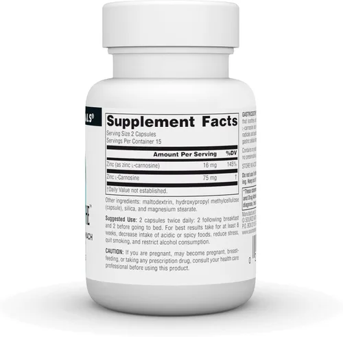 Vista 2 de Source Naturals GastricSoothe Zinc L-Carnosine* - 30 cápsulas vegetarianas