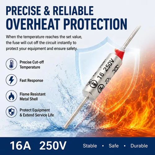 Vista 4 de 10 piezas de circuito de 199.4 °F Celsius temperatura de corte micro fusible térmico 16A 250 V, para transformador de motor, electrodomésticos