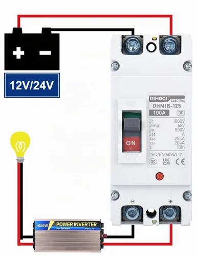 Vista 2 de DIHOOL Interruptor Principal de 100 Amperios CC, Interruptor de Desconexión de Batería de 500V, Interruptor Maestro para Motor de Arrastre de Barco