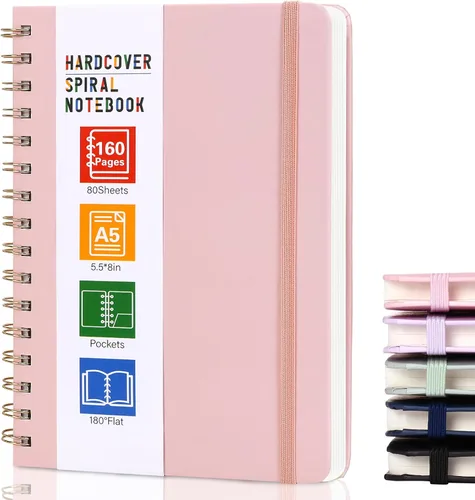 Vista 12 de LABUK Cuaderno de espiral de 8.5 x 11 pulgadas, cuadernos A4 de tapa dura para mujer, 55 hojas y 110 páginas, diario grande para el trabajo