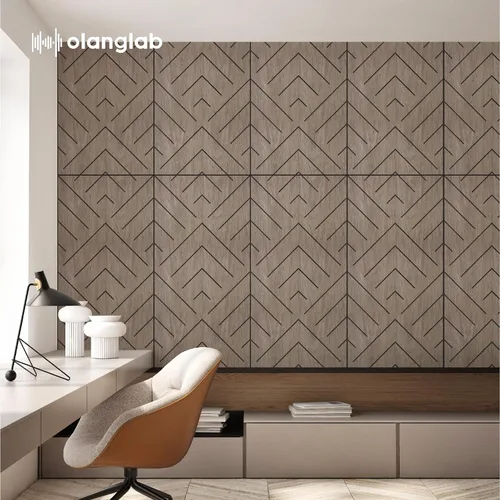 Vista 6 de Olanglab Paquete de 6 paneles de pared de chapa de madera, paneles absorbentes de sonido de 24 x 48 pulgadas para reducción de ruido, triángulo