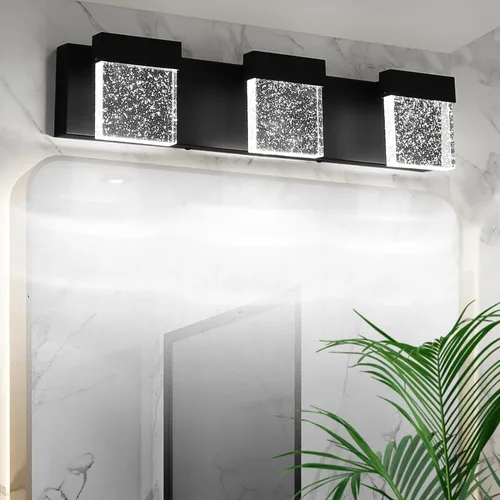 Vista 11 de Luces de tocador de burbujas, 3 luces cromadas modernas de cristal para baño, 6000 K