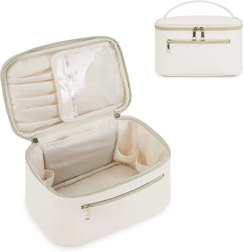 Vista 9 de Wandering Nature Bolsa de Maquillaje, Organizador de Maquillaje de Viaje, Estuche de Brochas Cosméticas para Mujeres en Cuero Vegano Ecológico, M