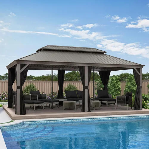 Vista 14 de PURPLE LEAF - Gazebo para exteriores de 10 x 12 pies, con sistema de drenaje