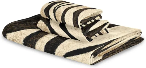 Vista 8 de susiyo Juego de toallas de baño de 3 piezas, suaves y altamente absorbentes, con estampado de tigre, a rayas, de piel de animal, toallas de calidad