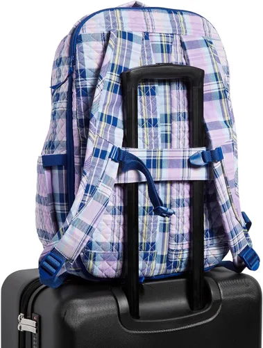 Vista 7 de Vera Bradley Mochila grande de algodón para mujer, Cuadros de amatista - Algodón reciclado