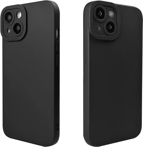 Vista 4 de LOOKSEVEN Funda para iPhone 13, carcasa trasera de goma TPU de silicona negra compatible con iPhone 13 (6.1 pulgadas)