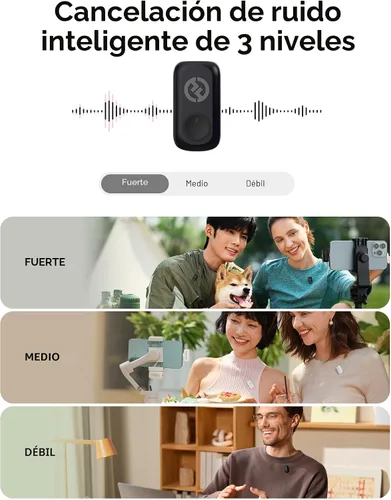 Vista 3 de Micrófono inalámbrico Hollyland Lark A1 Mini para iPhone y Android, 48kHz/24-bit, Cancelación Inteligente de Ruido de 3 Niveles, Micrófono para Negro