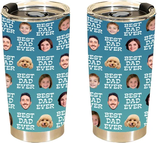Vista 5 de Vaso de café personalizado con imágenes para papá y mamá, taza de viaje aislada de acero inoxidable con foto personalizada, taza de texto
